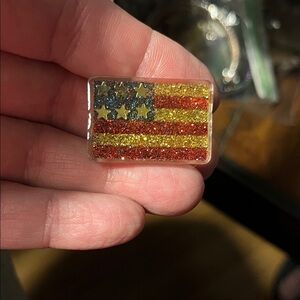 Glitter American Flag Resin Pin - Red & Gold 1368/1373-1375